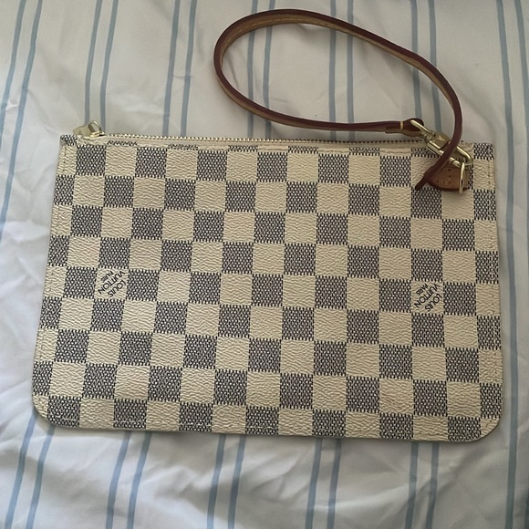 Louis Vuitton Damier Azur Beige Neverfull MM Pochette wristlet - Picture 1 of 8
